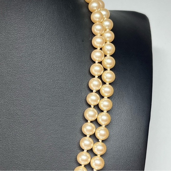 VTG 50's Simulated Pearls Golden Peach Champagne Double Strand 23" - Picture 3 of 9